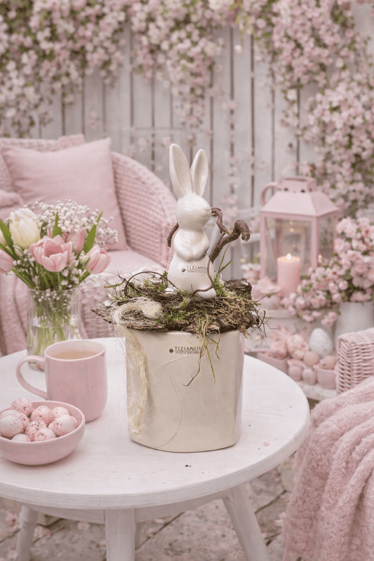 Tiziano Gesteck Hase auf Kübel edd 32 cm - Lillyano