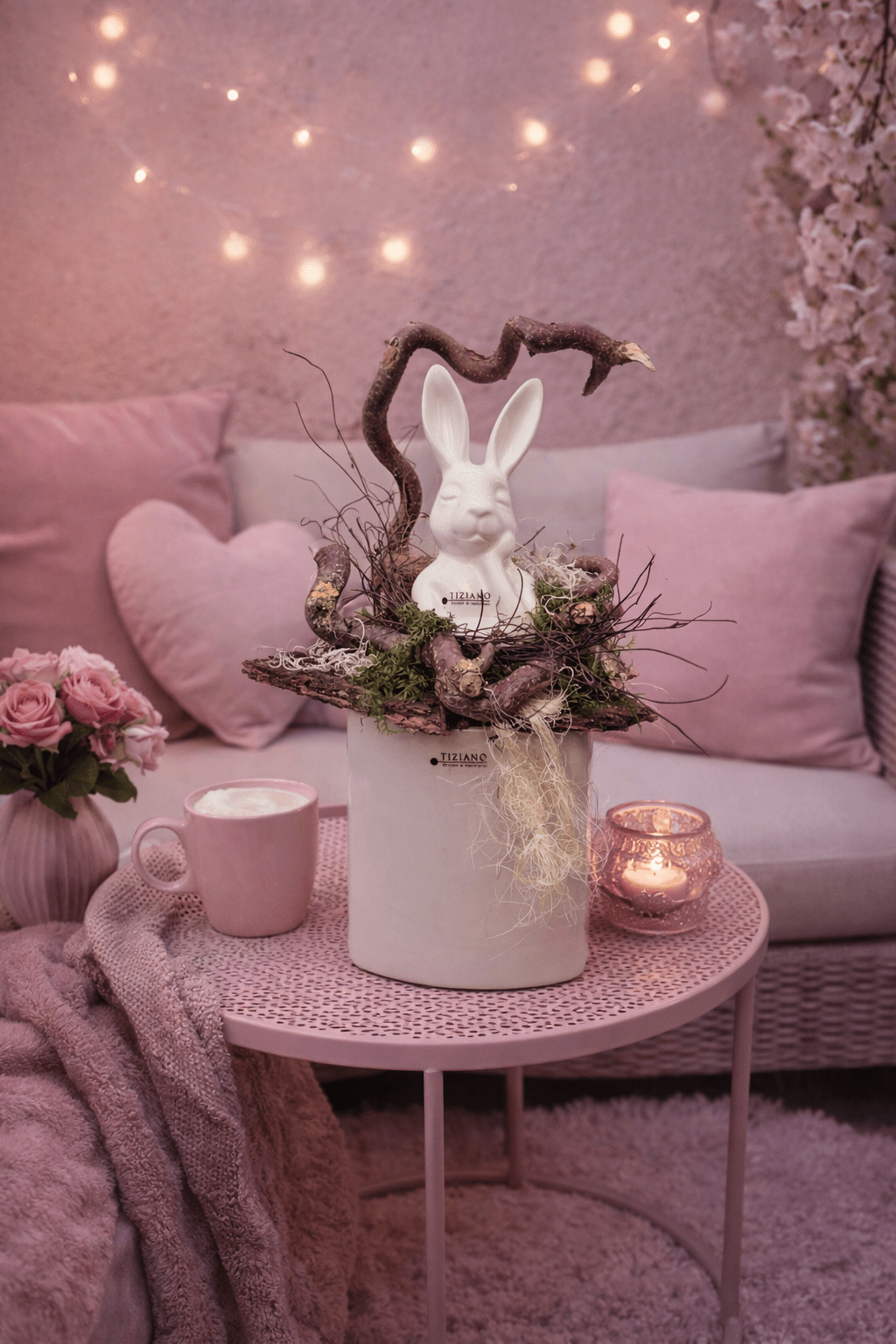 Tiziano Gesteck Hase auf Kübel fertig dekoriert - Lillyano