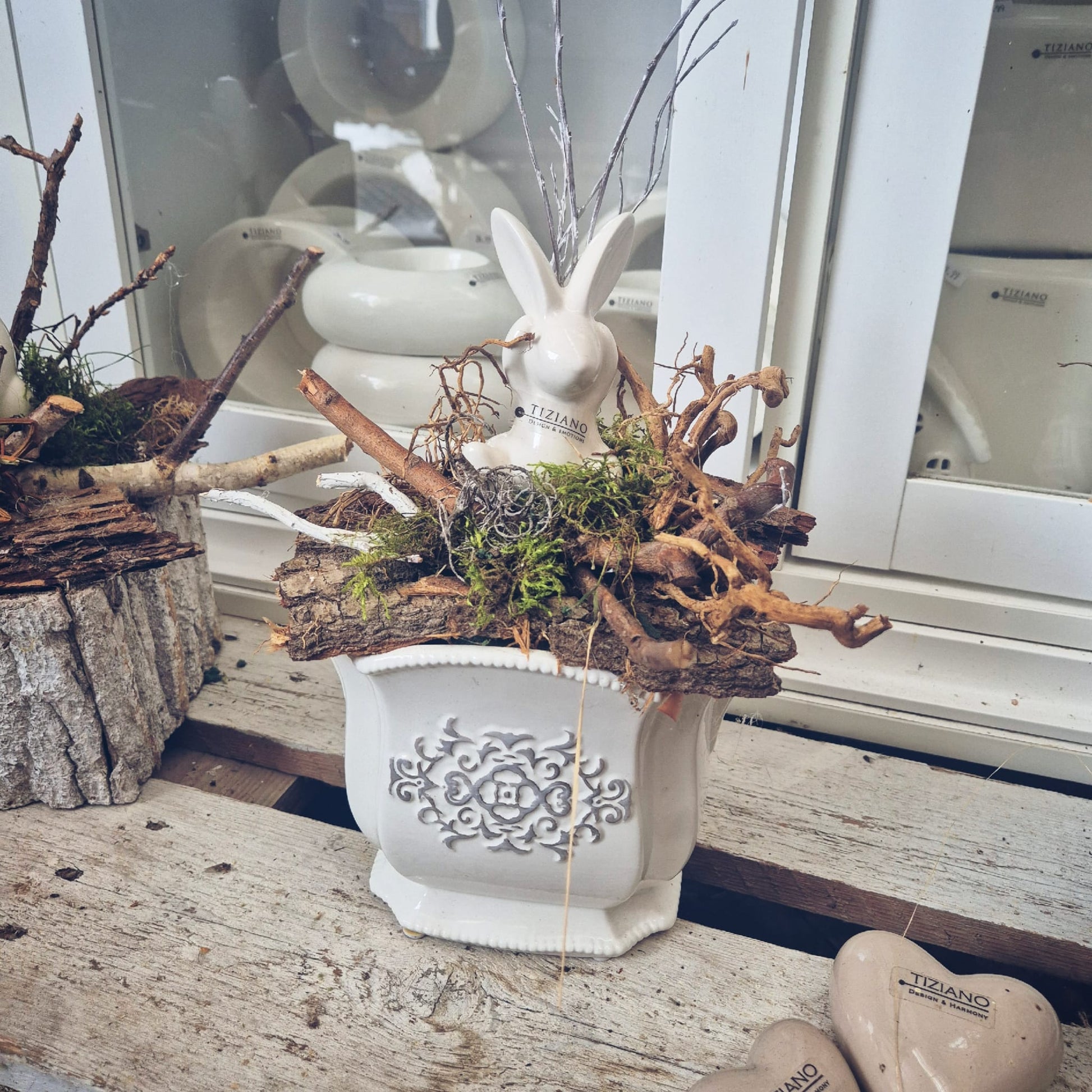 Tiziano Gesteck Hase auf Kübel vintage - Lillyano