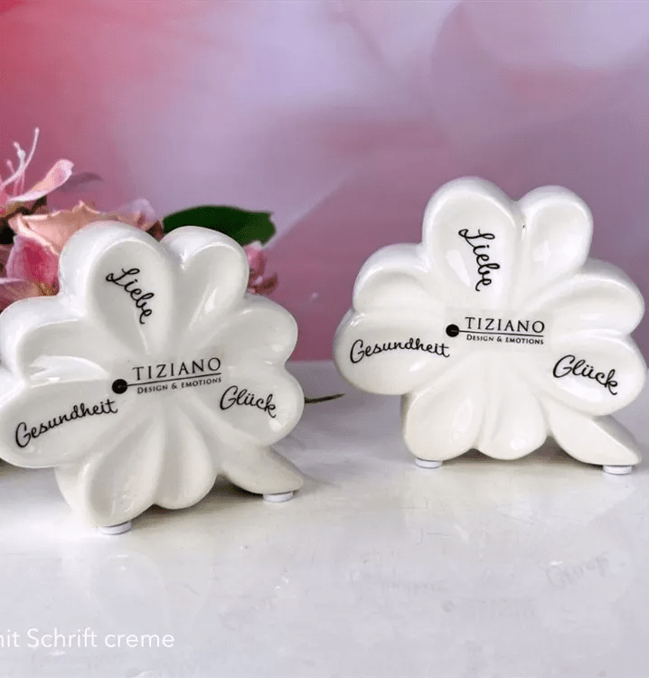 Tiziano Glücksblatt Alegra mit Schrift geschlossen creme - weiss - Lillyano