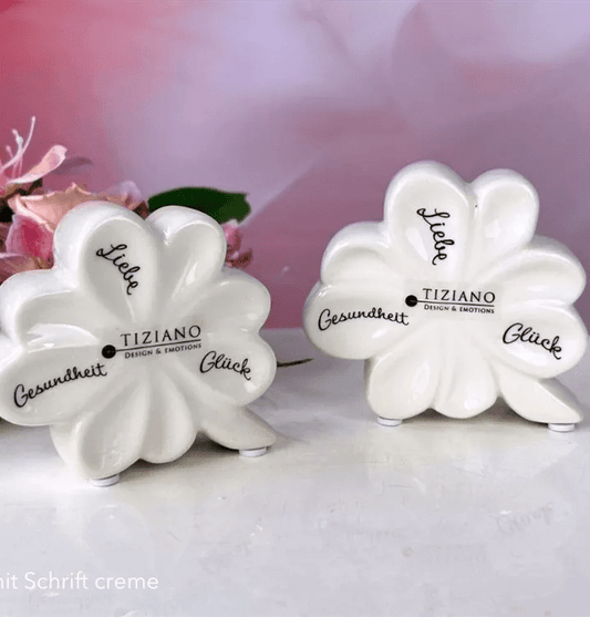 Tiziano Glücksblatt Alegra mit Schrift geschlossen creme - weiss - Lillyano