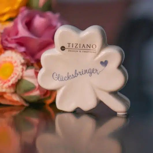 Tiziano Glücksblatt Alegra mit Schrift Glücksbringer creme - weiß - Lillyano