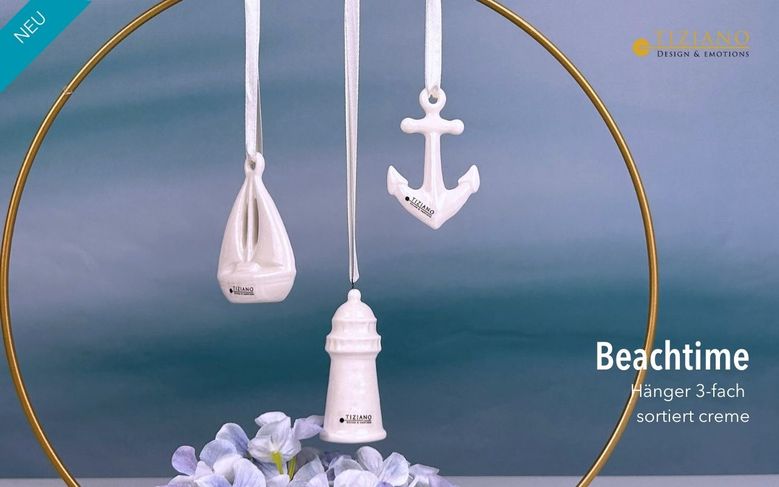 Tiziano Hänger Beachtime Anker creme 7 cm - Lillyano
