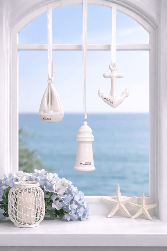 Tiziano Hänger Beachtime Leuchtturm creme 7 cm - Lillyano