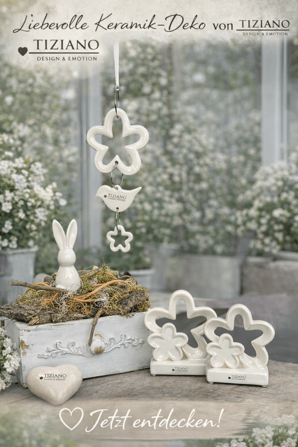 Tiziano Hänger Blume 2 - teilig creme - weiß - Lillyano
