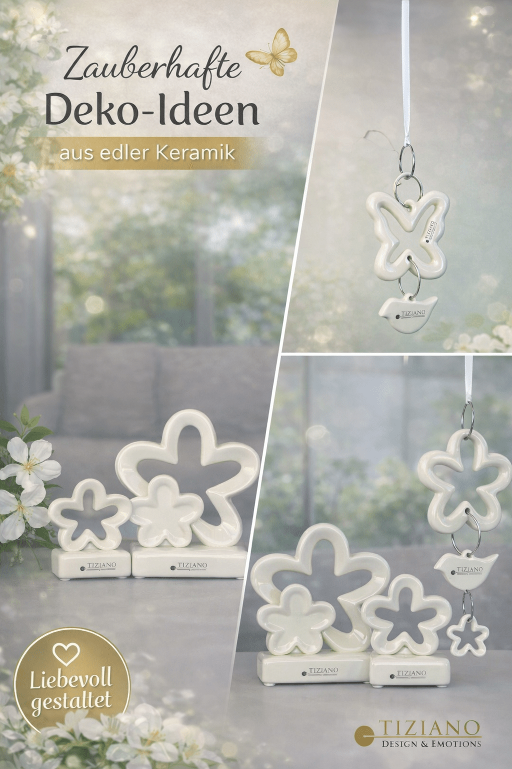 Tiziano Hänger Blume 2 - teilig creme - weiß - Lillyano