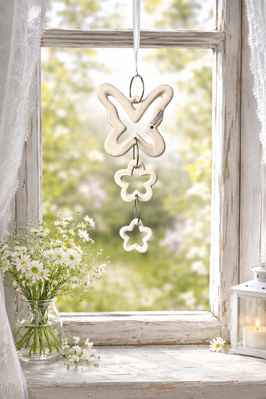 Tiziano Hänger Gardenjoy Schmetterling 3 - teilig creme - weiß - Lillyano