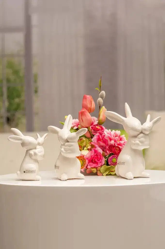Tiziano Hase Fabrio mit Kind weiß - creme - Lillyano