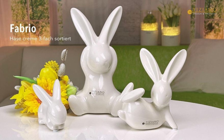 Tiziano Hase Fabrio schlafend creme weiss - Lillyano