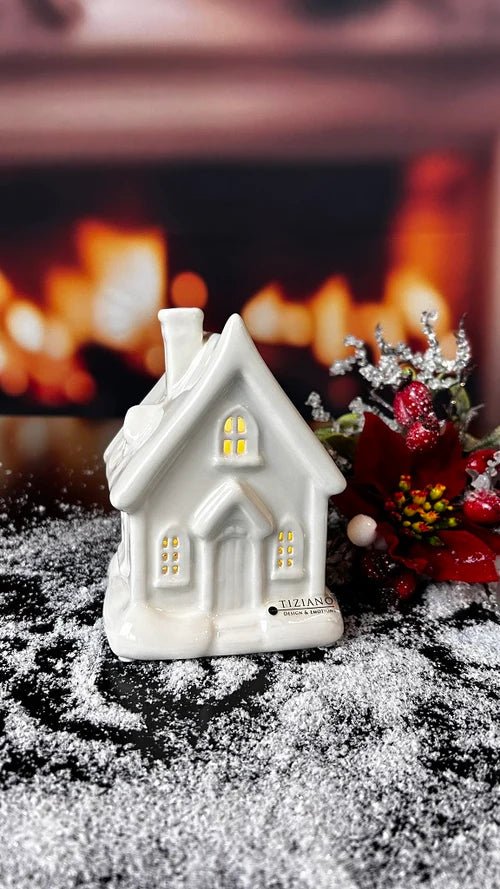 Tiziano Haus Cascata LED mit Schnee creme - weiß + Timer - Lillyano