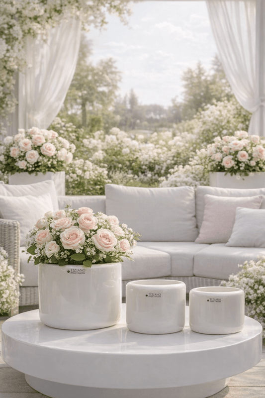 Tiziano Kübel Bellagio creme weiss Orchideenkübel - Lillyano