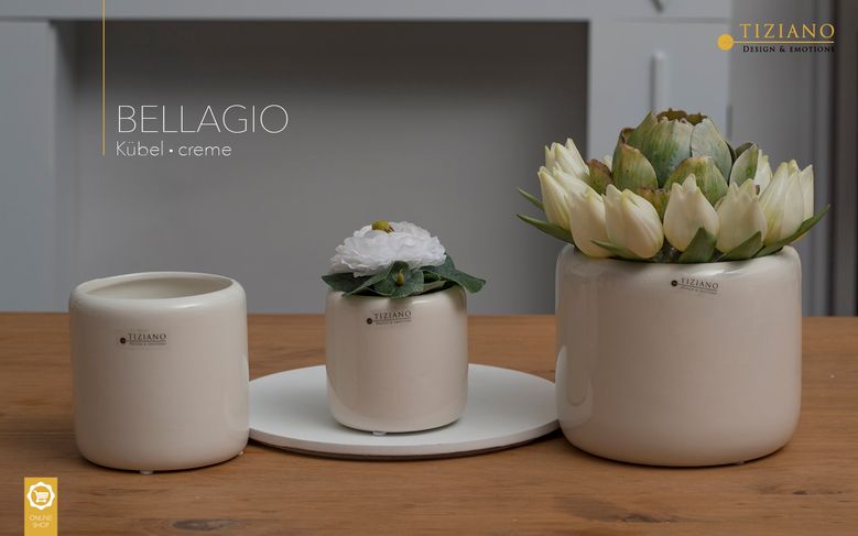 Tiziano Kübel Bellagio creme weiss Orchideenkübel - Lillyano