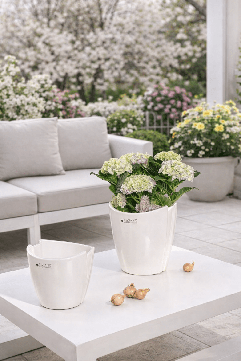 Tiziano Kübel Blumentopf Soraga creme - Lillyano