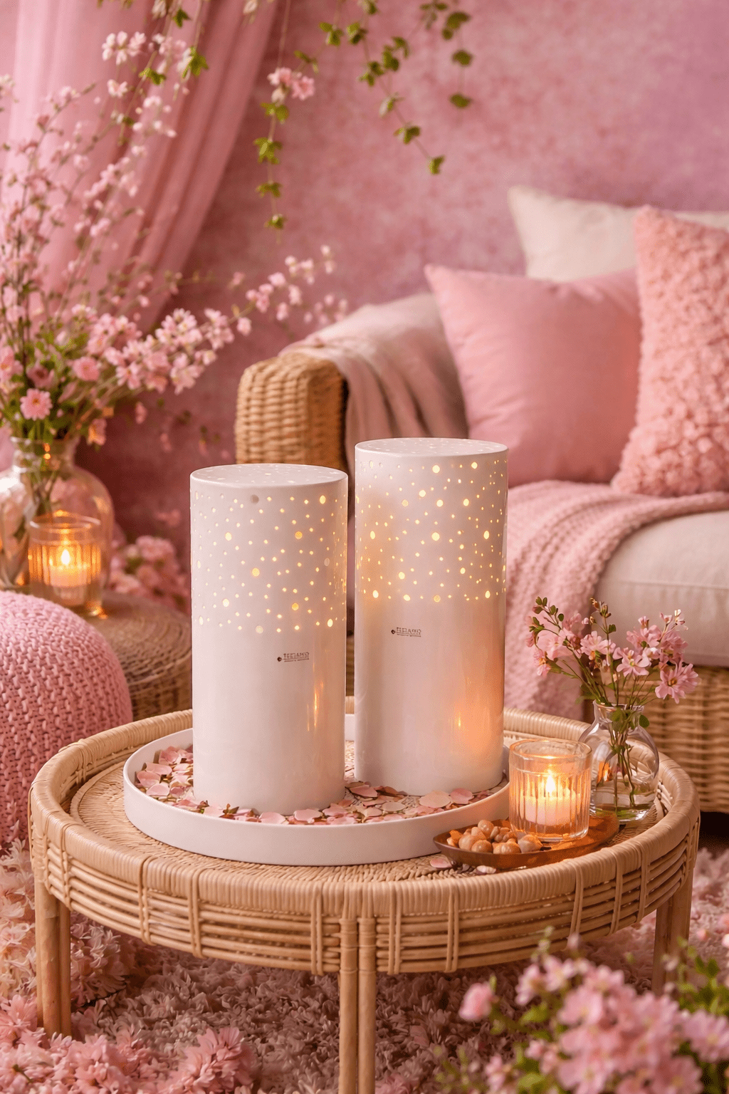 Tiziano Lampe Latuna creme-weiß 25cm & 36cm – Keramik Lichtlampe Wohndeko