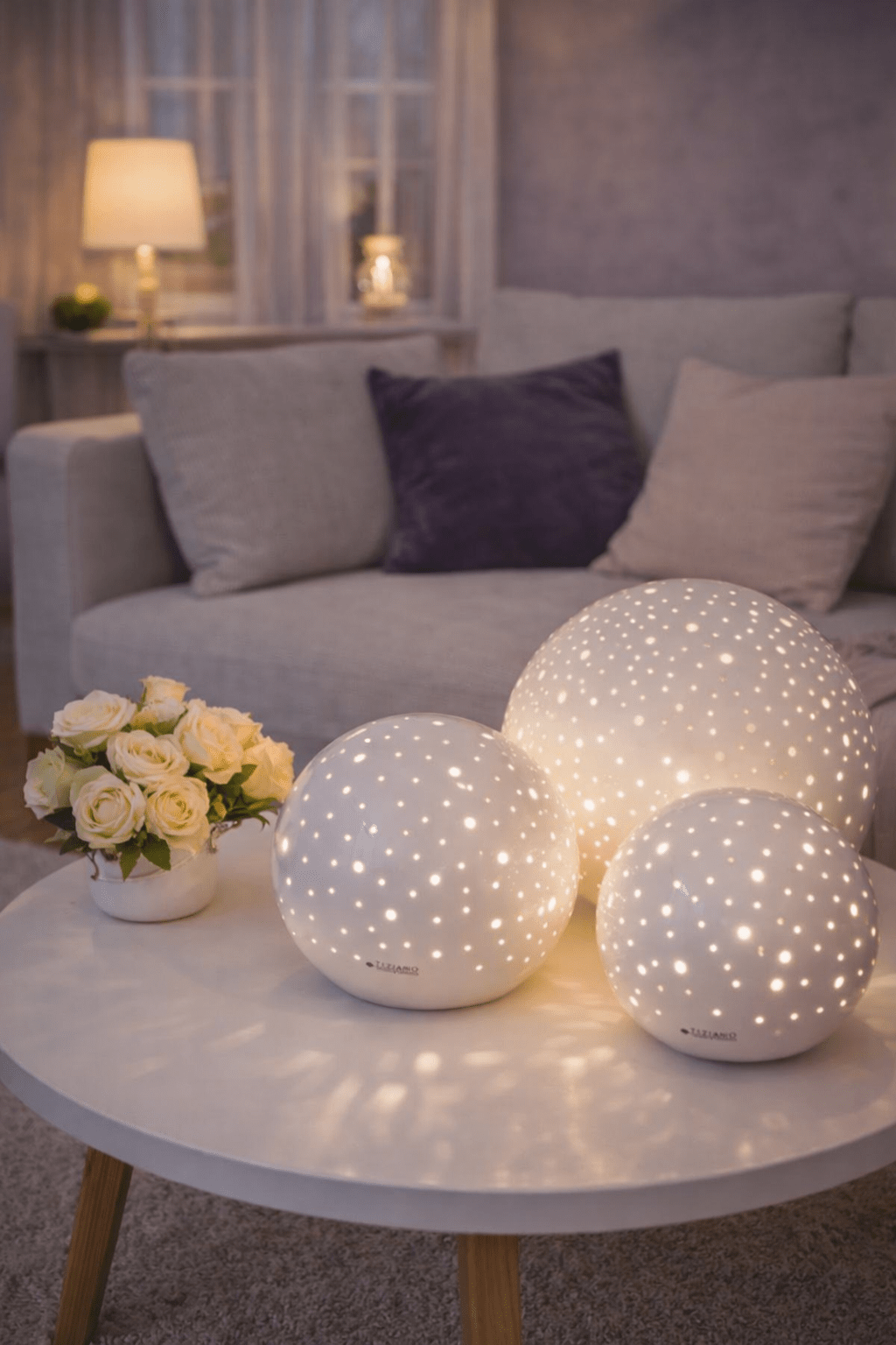 Tiziano Lampe Padova XL rund creme Eurostecker - Lillyano