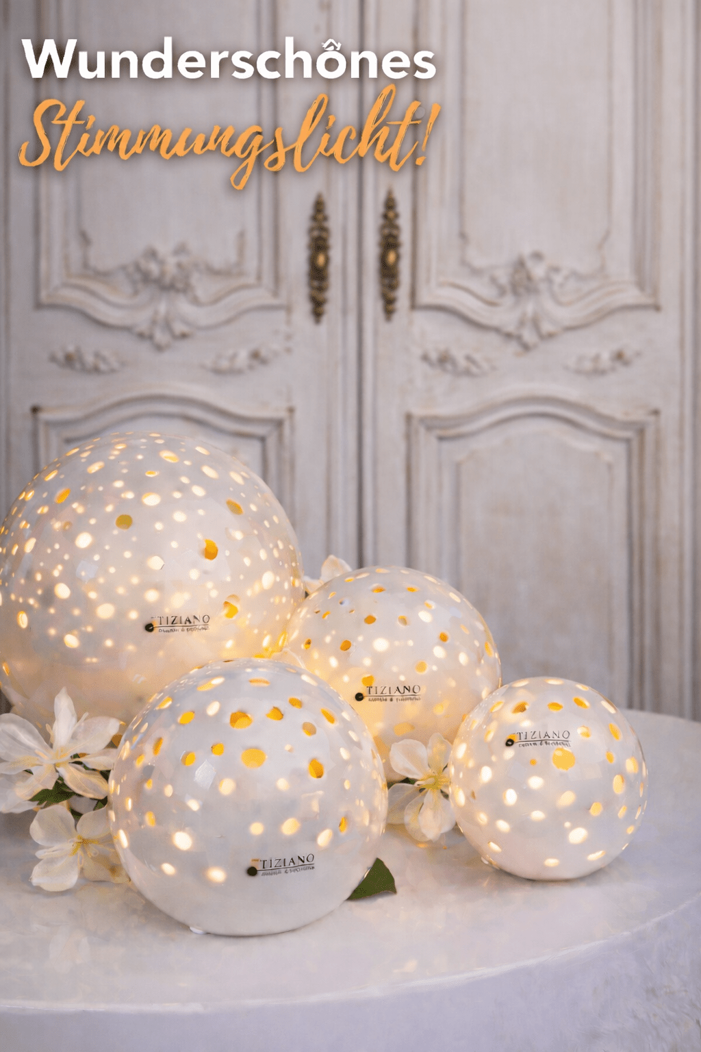 Tiziano Lampe Padova XL rund creme Eurostecker - Lillyano