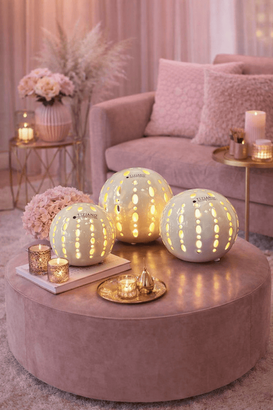 Tiziano Lichtkugel Burano mit LED und Timer weiß - creme - Lillyano
