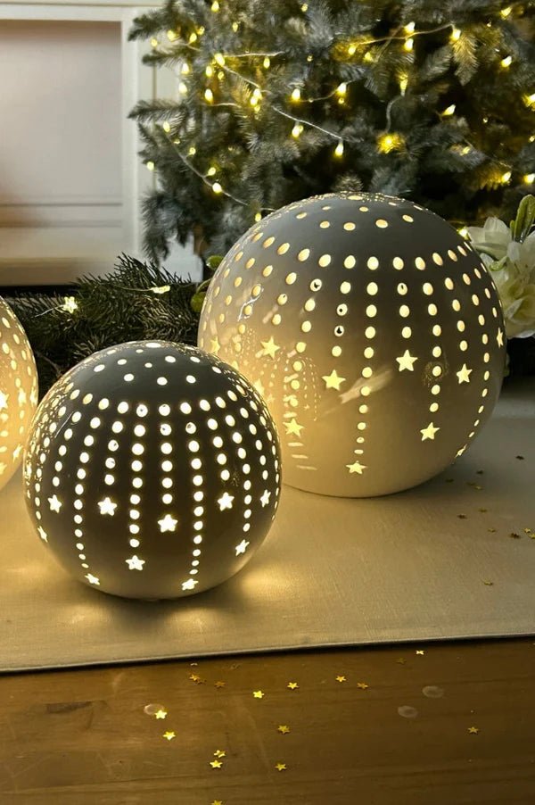 Tiziano Lichtkugel Calante Stern LED weiß - creme Timer - Lillyano