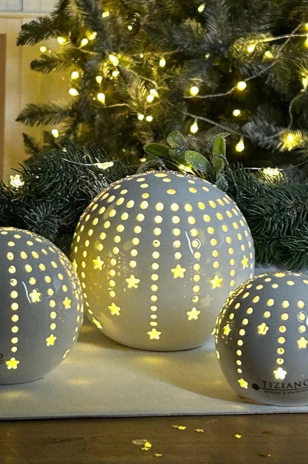 Tiziano Lichtkugel Calante Stern LED weiß - creme Timer - Lillyano