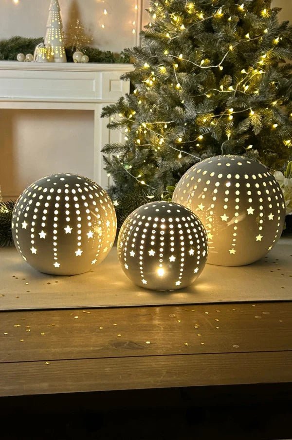 Tiziano Lichtkugel Calante Stern LED weiß - creme Timer - Lillyano