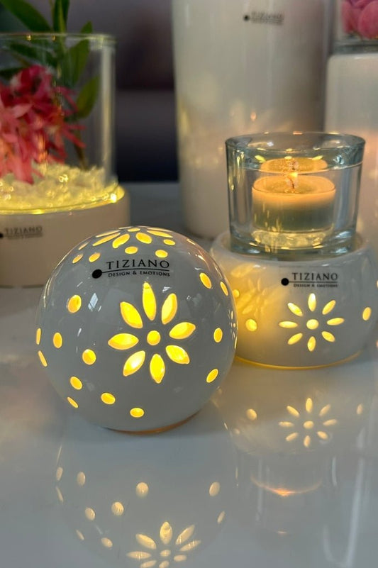 Tiziano Lichtkugel Tadino LED und Timer weiß - creme - Lillyano