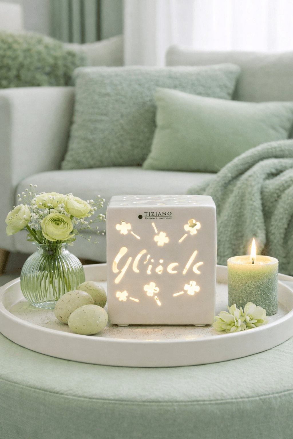 Tiziano Lichtwürfel Tuardo Glück oder Liebe mit Led + Timer - Lillyano