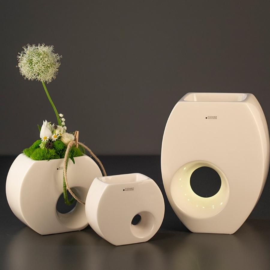 Tiziano Pflanzgefäß Ivella creme mit led - Lillyano