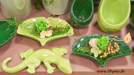 Tiziano Schale Gingko Giano aurora (dunkelgrün) 23 cm - Lillyano