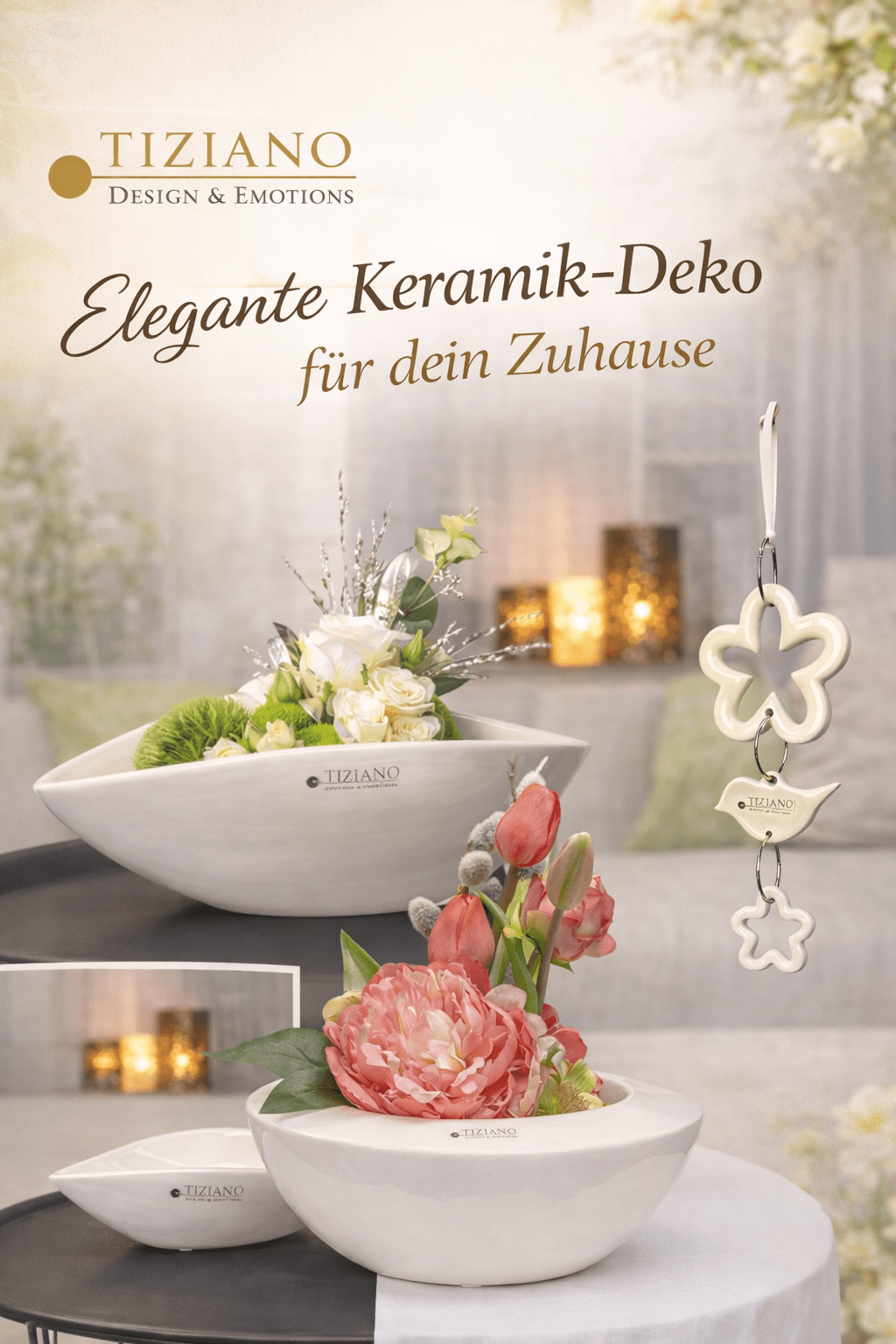 Tiziano Schale Rialto 22cm creme weiss - Lillyano