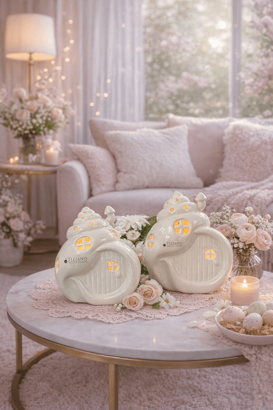 Tiziano Schneckenhaus Gardola LED creme - weiß + Timer - Lillyano