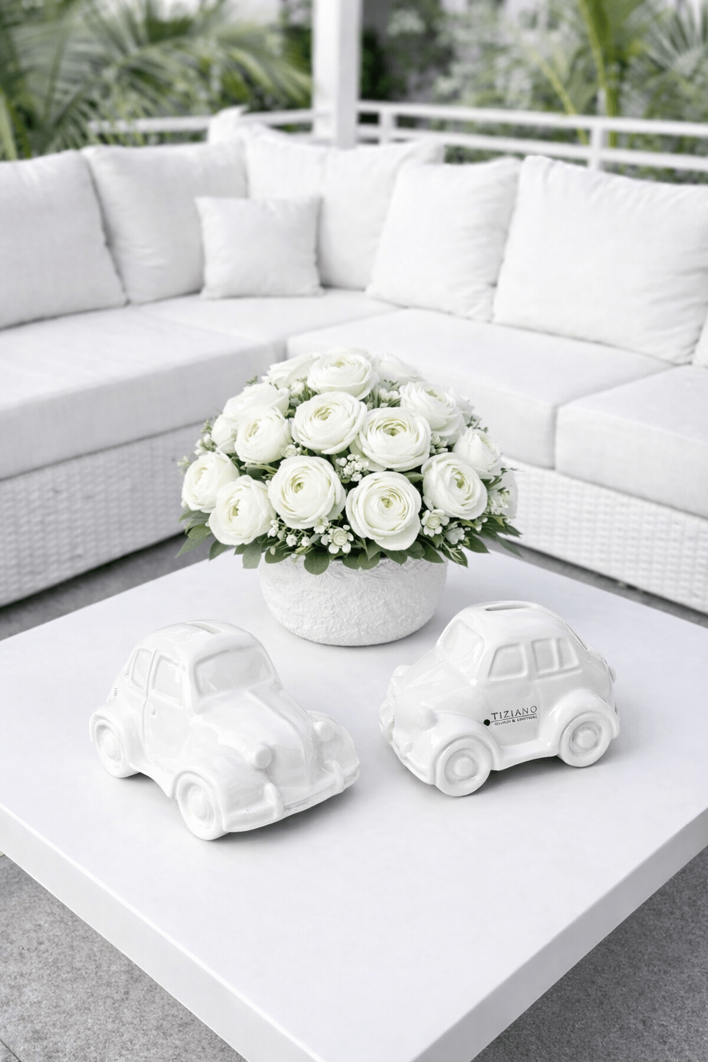 Tiziano Spardose Auto Soldo 13cm creme - Lillyano