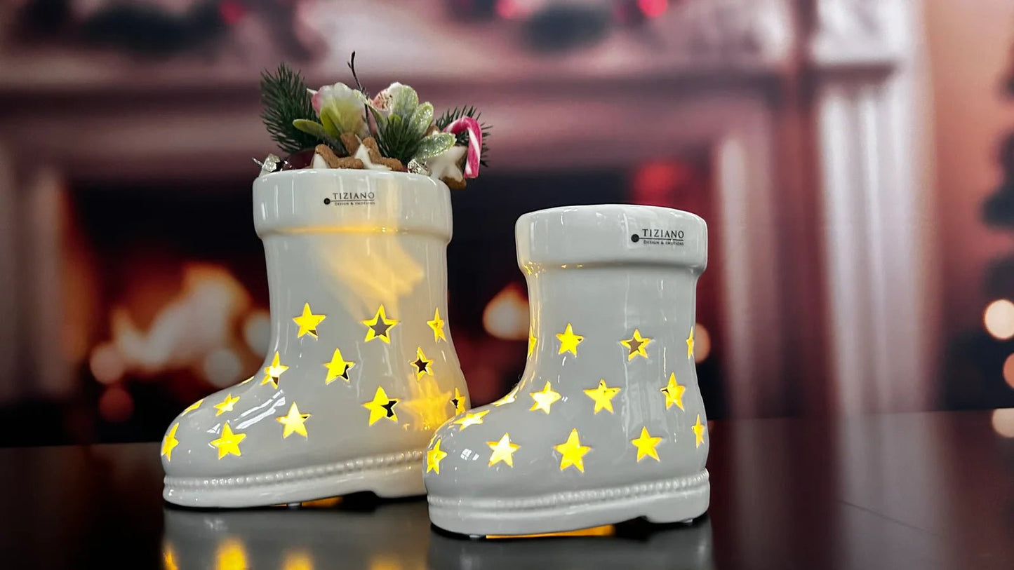 Tiziano Stiefel Santa LED creme - weiß + Timer 2. Wahl - Lillyano