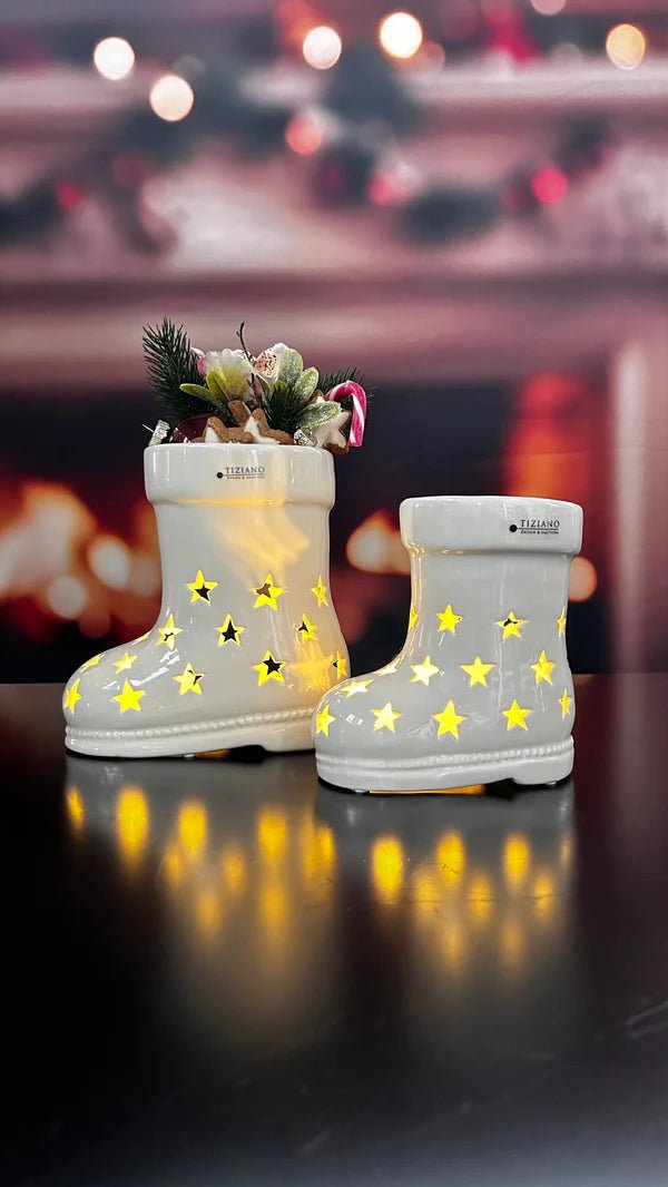Tiziano Stiefel Santa LED creme - weiß + Timer 2. Wahl - Lillyano