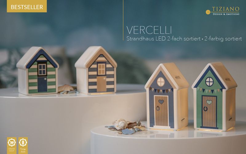 Tiziano Strandhaus Vercelli Led mit Timer weiß - creme - Lillyano