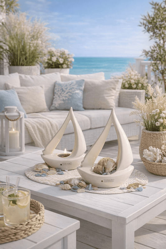 Tiziano Teelicht Boot Dorina 20cm weiß - creme - Lillyano
