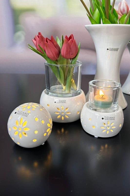 Tiziano Teelicht LED Regolo Tadino rund creme weiss - Lillyano