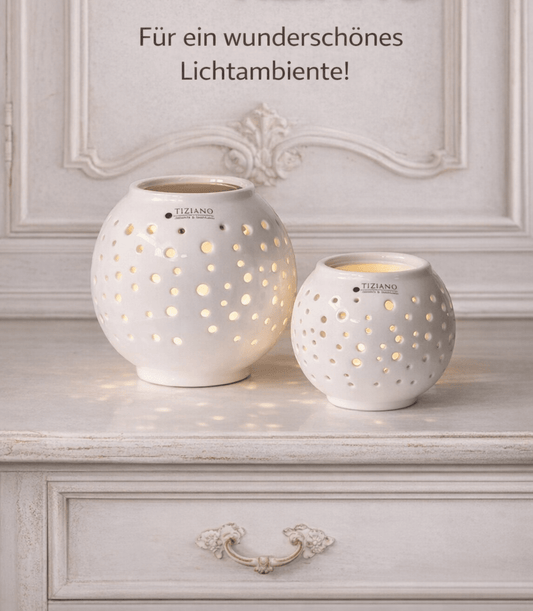 Tiziano Tischlicht Padova Solar weiß - creme - Lillyano