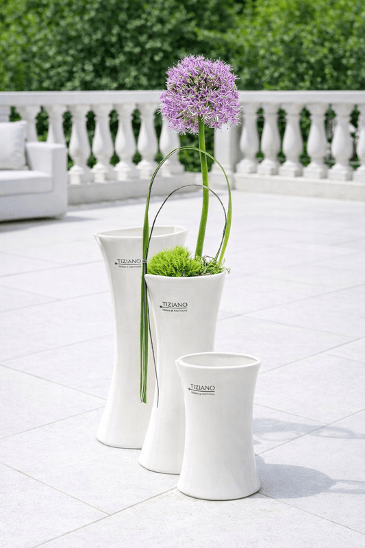 Tiziano Tulpenvase/Pflanzvase Mondavio 18cm creme weiss - Lillyano