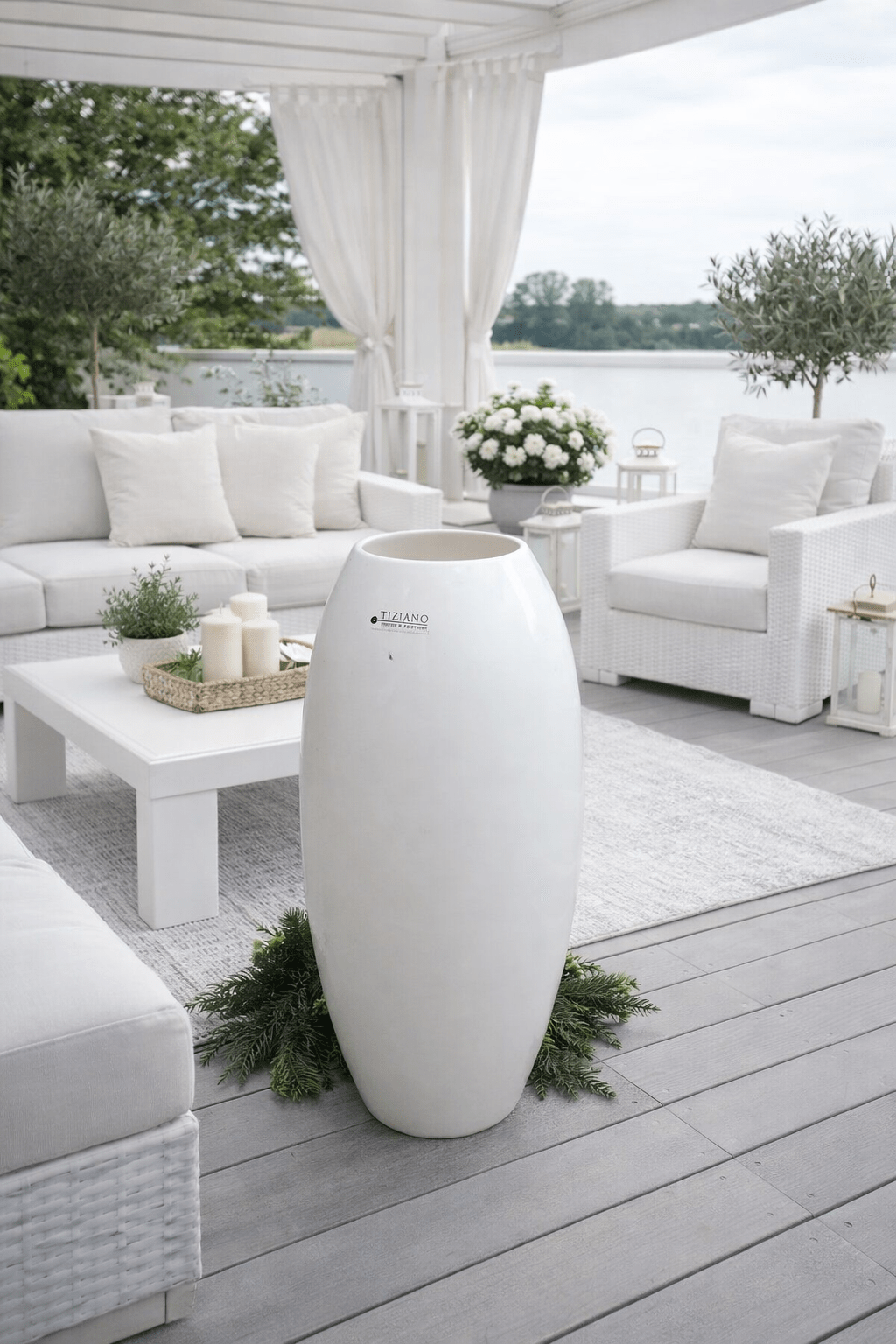 Tiziano Vase Carara 45 cm hoch creme - Lillyano