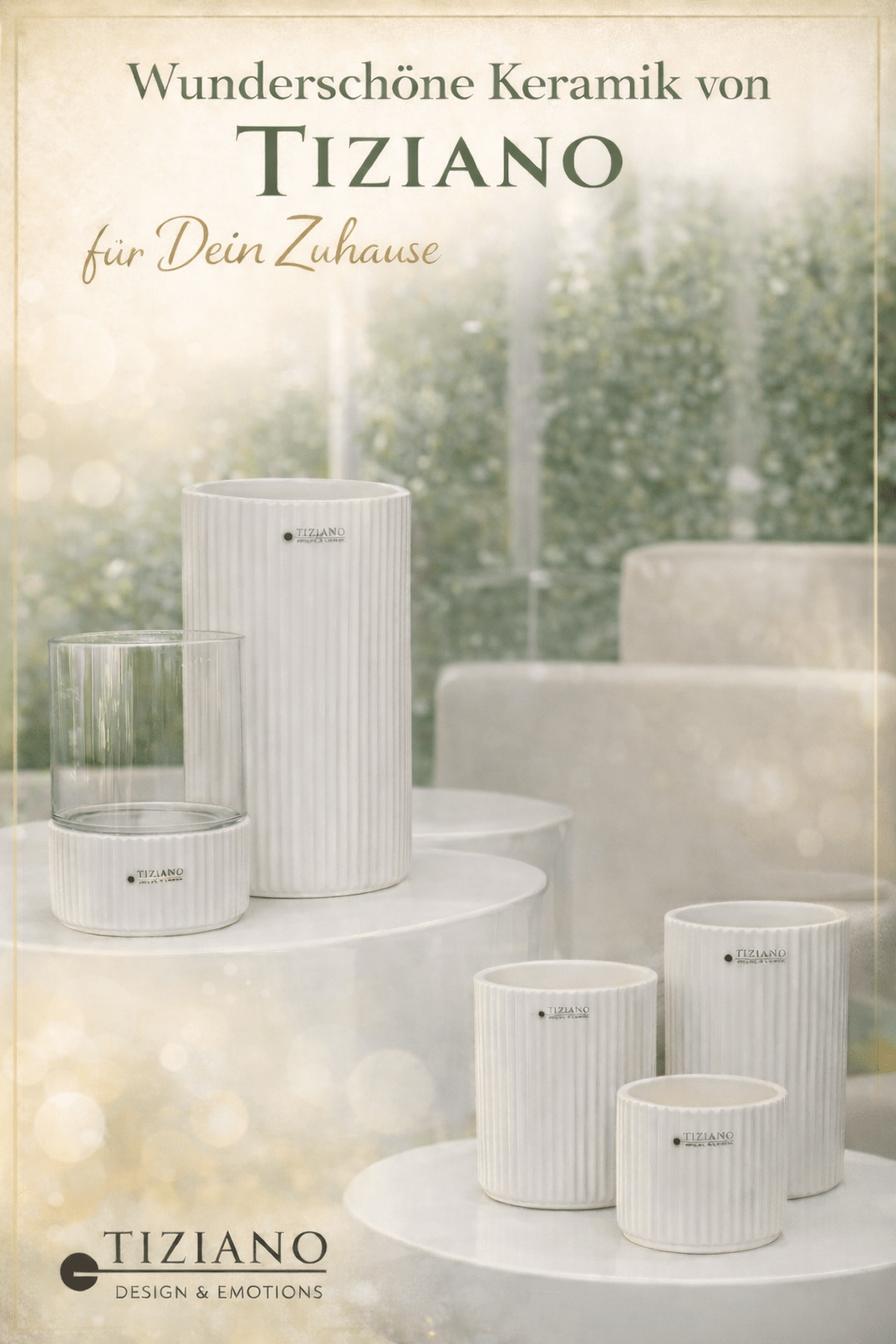 Tiziano Vase Galla creme/weiss 25 cm hoch - Lillyano