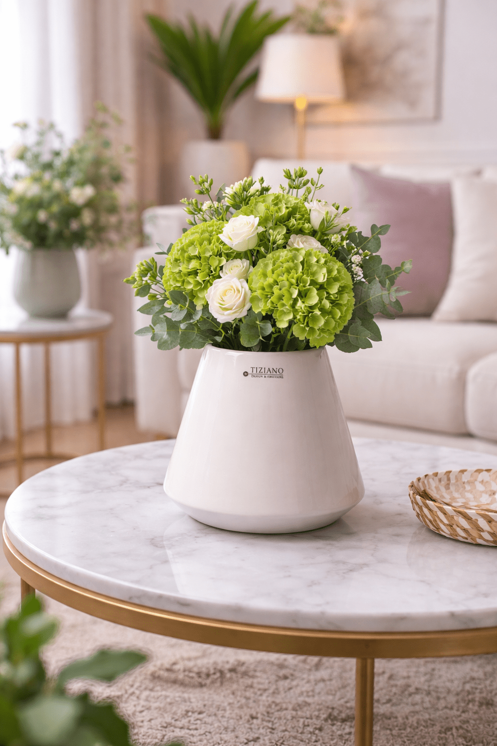 Tiziano Vase Piemont Tulpenvase creme-weiß – Keramikvase Frühjahr