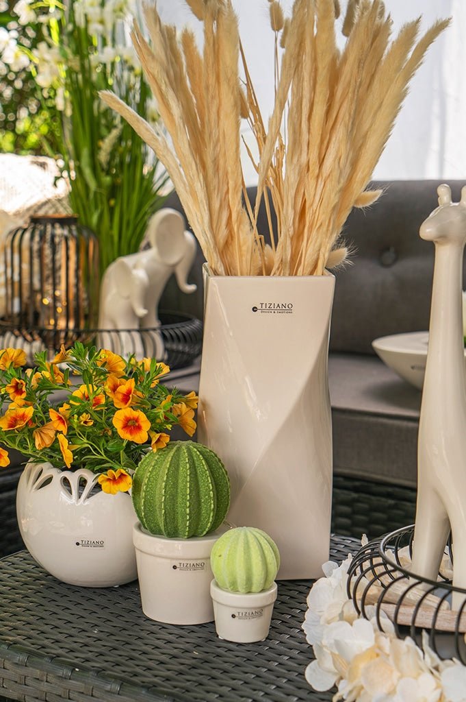 Tiziano Vase Tenuta eckig weiß - creme - Lillyano