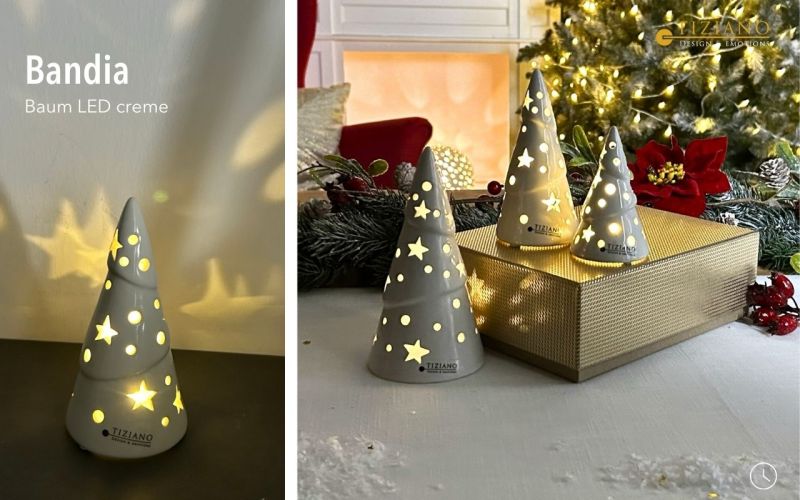 Tiziano Weihnachtsbaum Bandia LED + timer weiß - creme - Lillyano