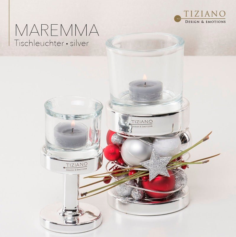 Tiziano Windlicht Maremma silber+ Klarglas - Lillyano