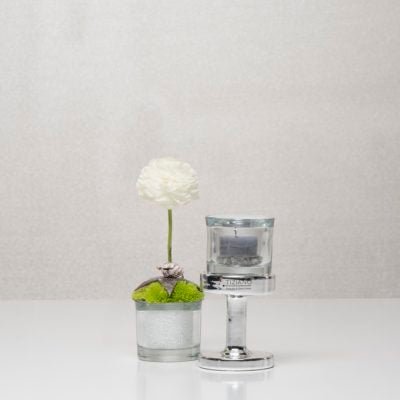 Tiziano Windlicht Maremma silber+ Klarglas - Lillyano