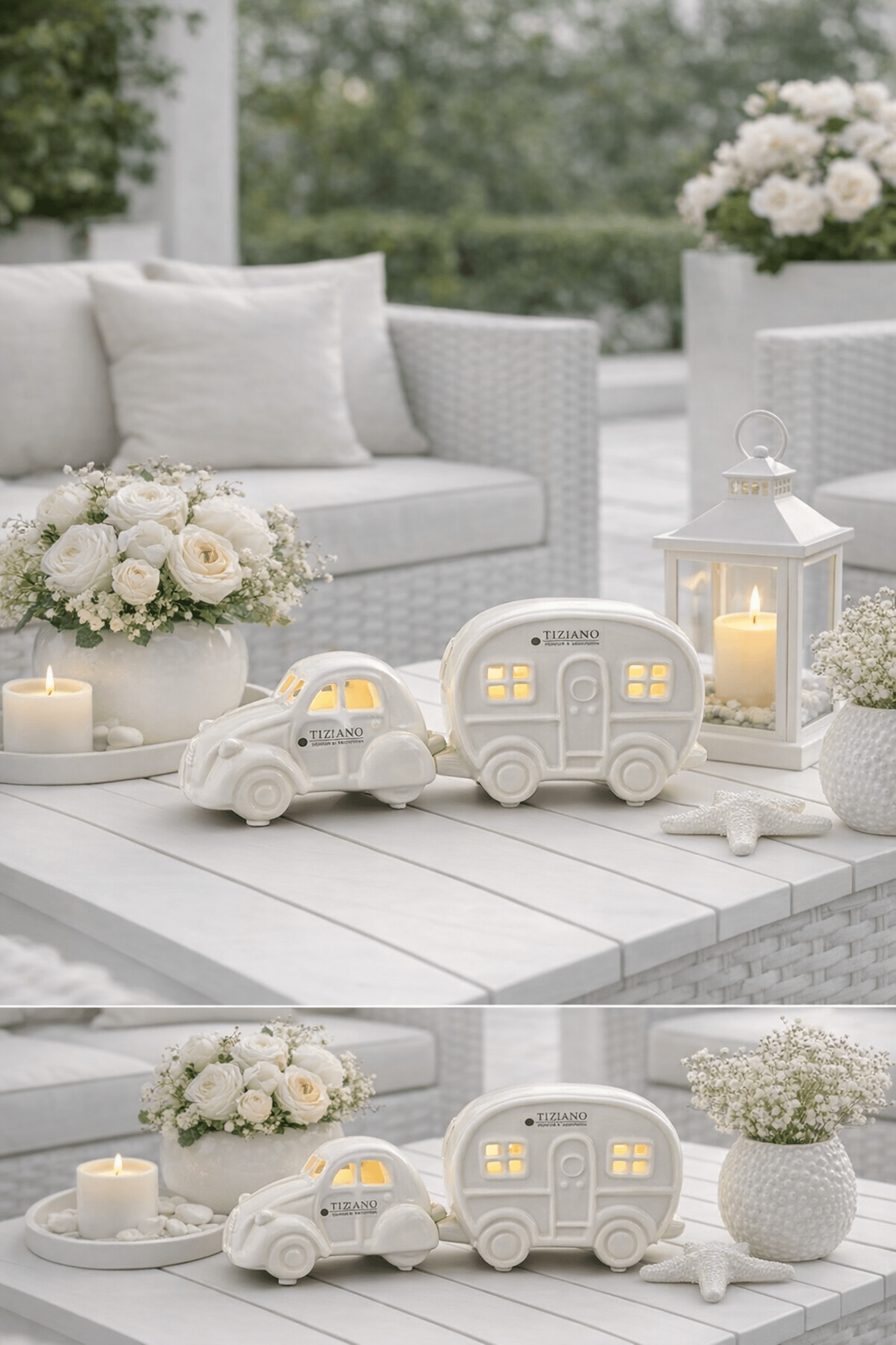 Tiziano Wohnwagen Casina LED und Timer 13 cm creme - Lillyano