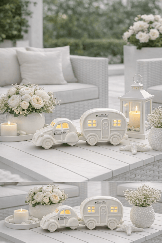 Tiziano Wohnwagen Casina LED und Timer 13 cm creme - Lillyano