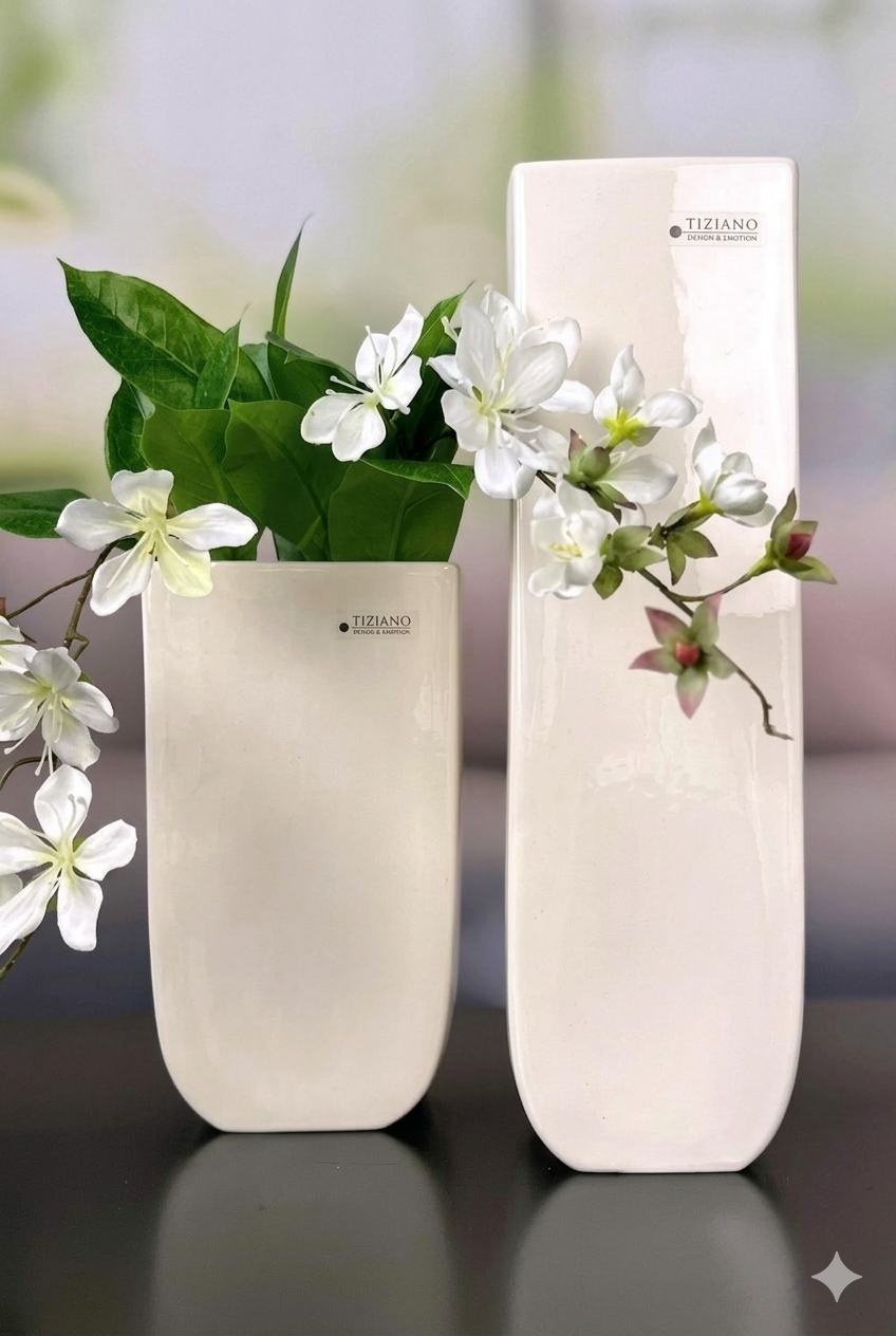 Tiziano Vase Lugano hoch creme 28cm