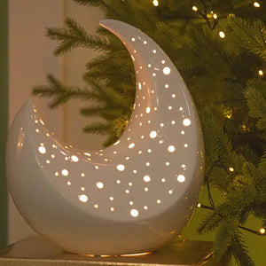 Tiziano Deko Adria mit LED und Timer creme-weiß Mond Ausverkauf Sale