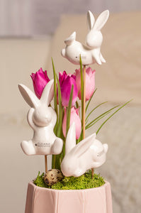 Tiziano Stecker Hase Fabrio liegend 8cm weiß-creme